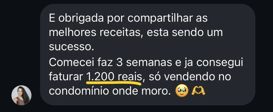 Depoimento de aluna do Método Cookies Lucrativos