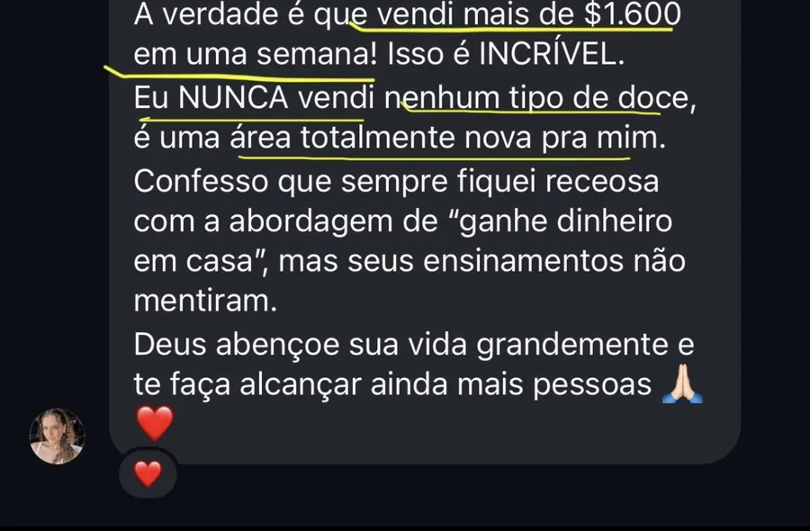 Depoimento de aluna do Método Cookies Lucrativos