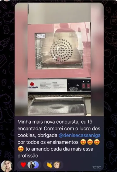 Depoimento de aluna do Método Cookies Lucrativos