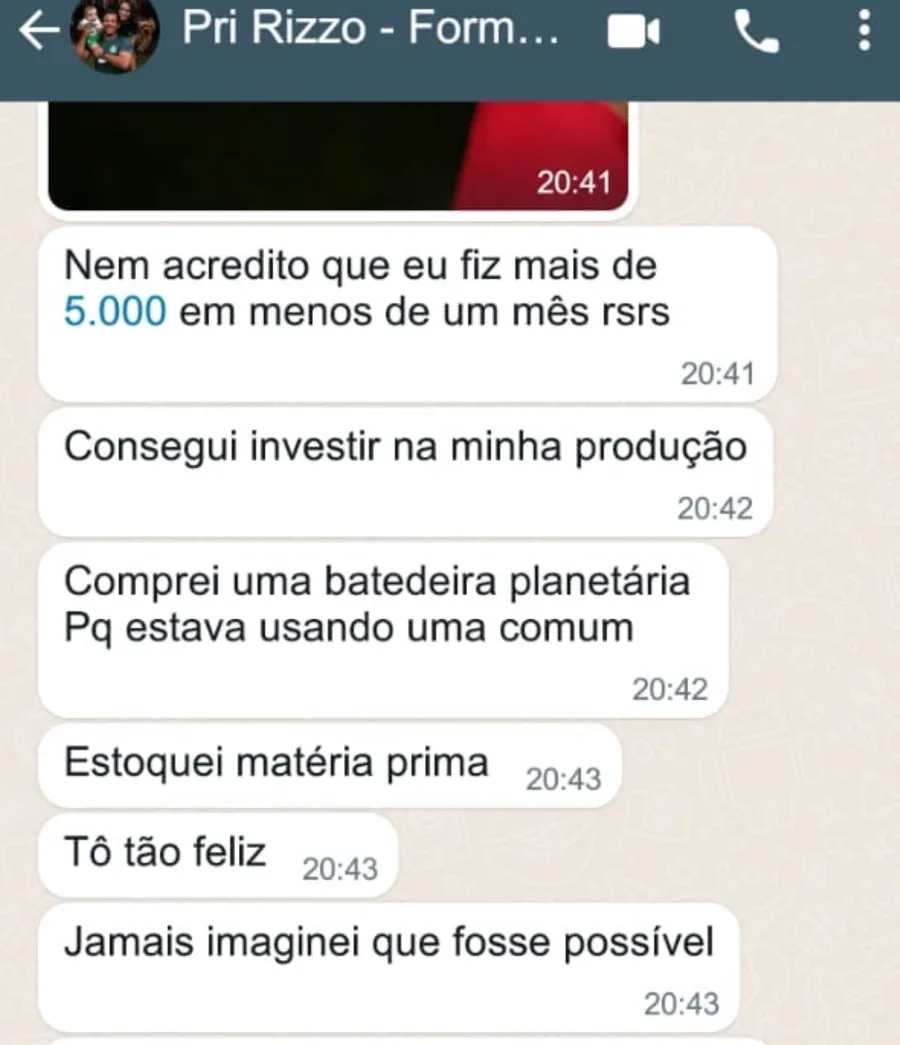 Depoimento de aluna do Método Cookies Lucrativos
